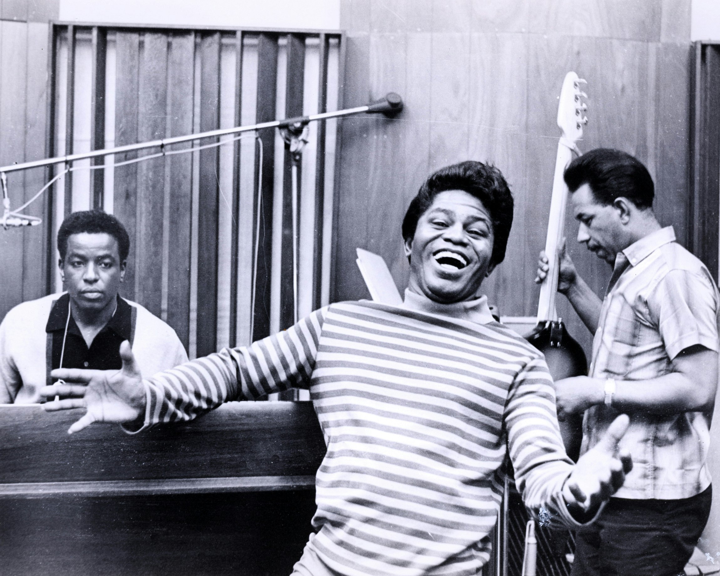 JB and band in the recording studio, 1965. Photo via GAB Archive/Redferns.